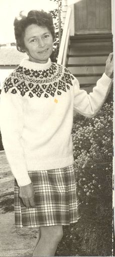 Mrs Judd wearing her Gold Medal winning jersey, 1971