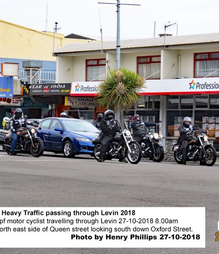 HJP 0194   A large group of motor cyclist travelling through Levin 27-10-2018