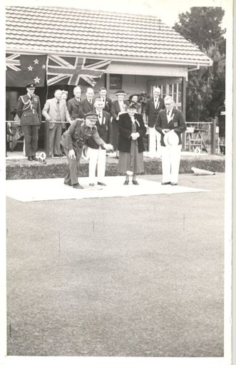 Governor General Sir Bernard Freyburg bowls the jack - Resource cover image