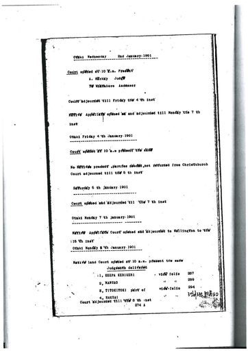 Otaki Maori Land Court Minutebook - 7 January 1901. - Resource cover image