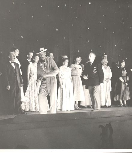Ron, Alf and the Ladies & Gentlemen of the Chorus - of the show  "Butting In", 1959