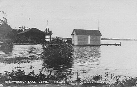 Jetty & boatshed Lake Horowhenua