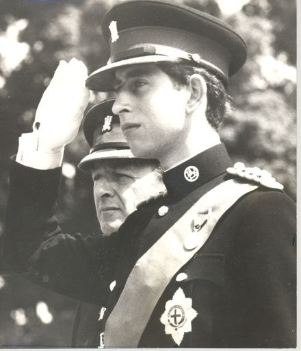 Prince Charles saluting, England, 1969