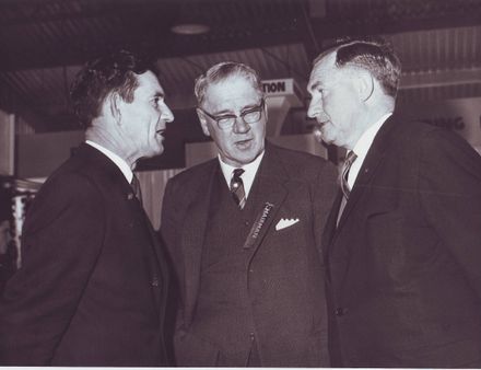 3 men near Information Booth, Electricity Exhibition 1972