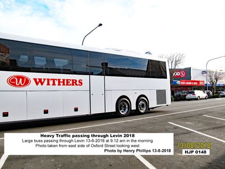Large bus passing through Levin 13-6-2018 at 9.12 am in the morning - Resource cover image
