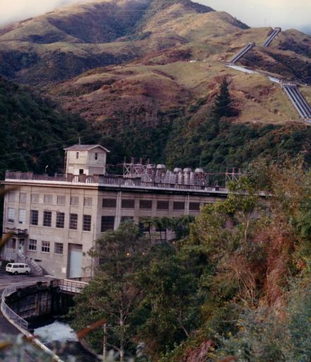 Powerhouse with penstocks in background, c.1980's