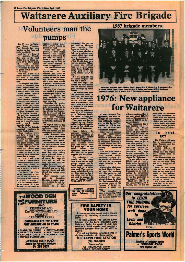 Levin Volunteer Fire Brigade 90th Jubilee April 1992 Page 16 - Resource cover image