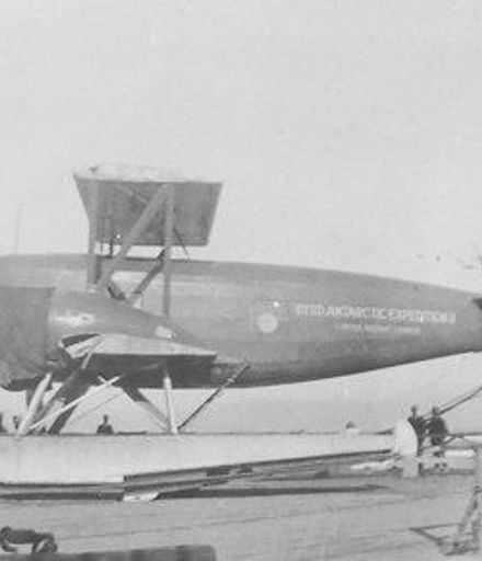 Sea-plane belonging to Byrd Antarctic Expenditions on wharf, 1927 or 1928