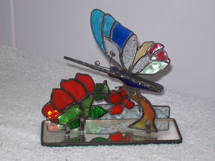 Butterfly and Flower on mirror base