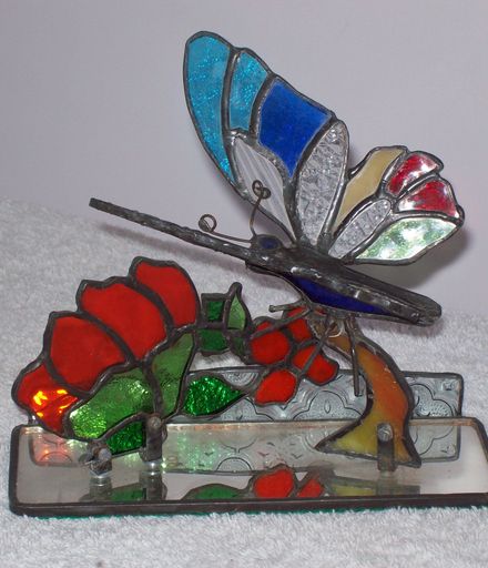 Butterfly and Flower on mirror base