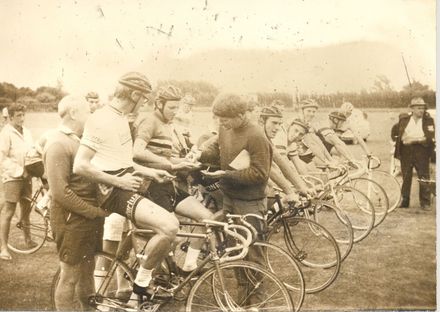 About to begin cycle race on grass track