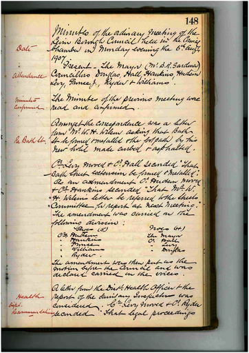 Minutes of Council Meeting - 6 August 1907
