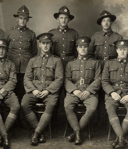Rhys Jones & 8 young men (unidentified), all in military uniform
