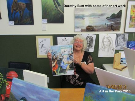 IMG_2042 Dorothy Burt with some of her art work - Resource cover image