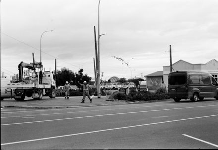 Photograph- Trolley Lines Come Down in Foxton (March 2023)