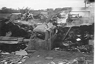 U.E.B. building destroyed by fire, 18 September 1957