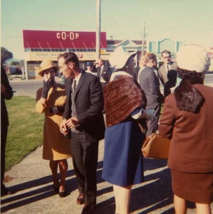 Group of People Outside Memorial Hall, Foxton, c.1960