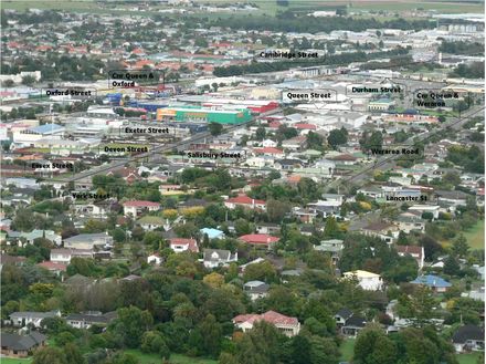 Aerial view of Levin with Street Names