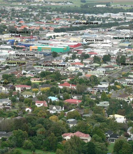 Aerial view of Levin with Street Names