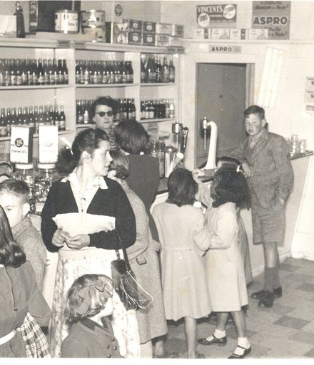 Group of children in Regent Theatre sweet shop