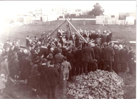 Laying Foundation Stone, Masonic Lodge, Levin, 1922