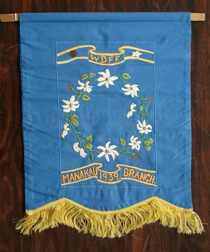 Embroidered Banner - "W.D.F.F.","Manakau 1939 Branch", 1946