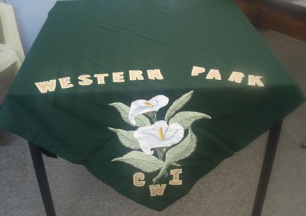 Table Cover - embroidered "Western Park CWI"