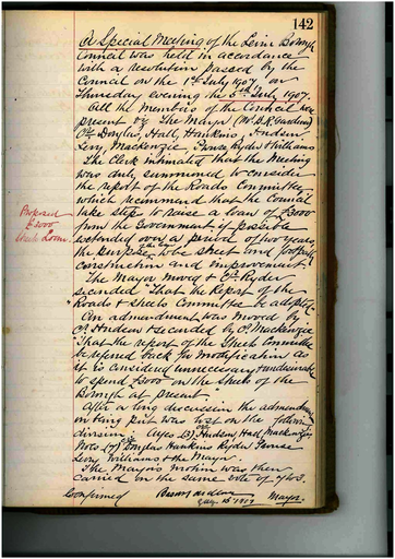 Minutes of Special Meeting - 1 July 1907 - Resource cover image