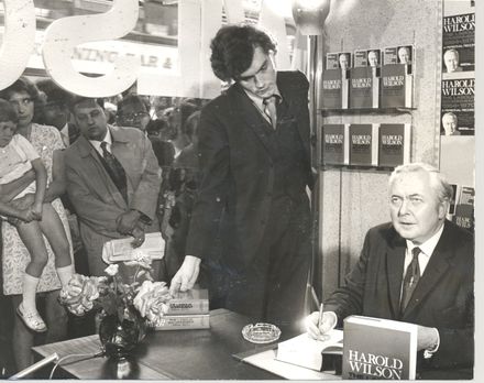 Harold Wilson at book signing, England