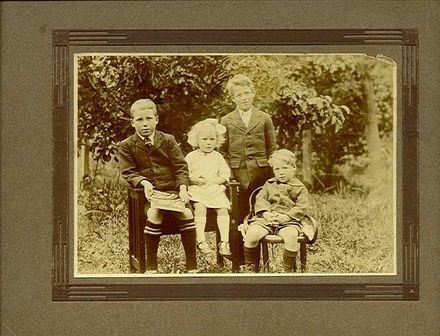 Four Unidentified Children - outdoor portrait