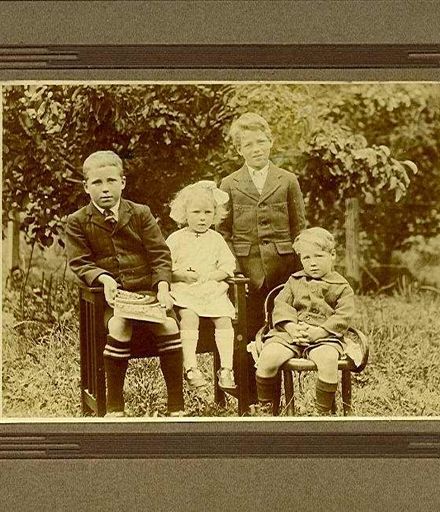Four Unidentified Children - outdoor portrait
