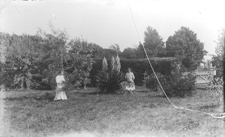 Hebe and Connie blackburn in front garden