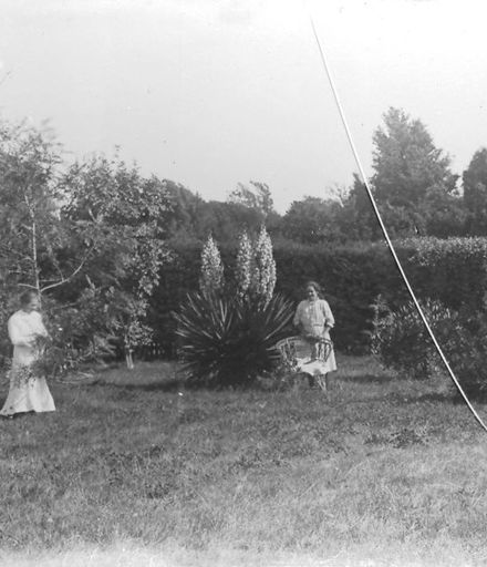 Hebe and Connie blackburn in front garden