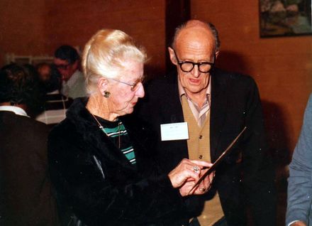 Jeanne Brown and Brian Clayton at inaugural Shannon Centenary meeting, 1984