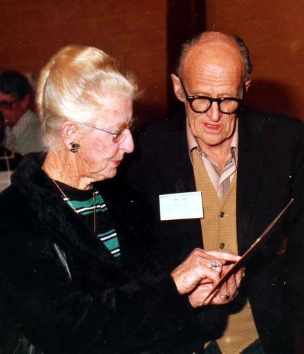 Jeanne Brown and Brian Clayton at inaugural Shannon Centenary meeting, 1984