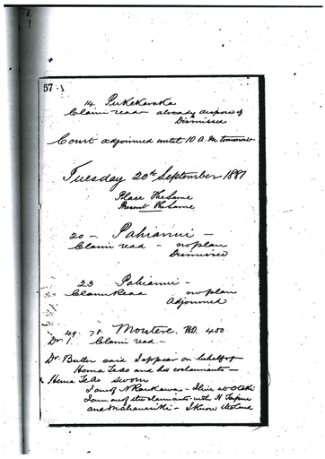 Otaki Maori Land Court Minutebook  - 20 September 1881. - Resource cover image