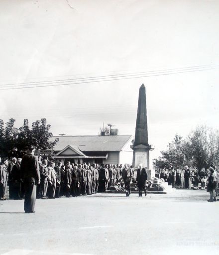 Similar view of wreath laying from Ballance Street, c.1955