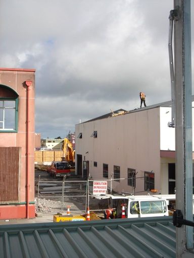 Between the buildings