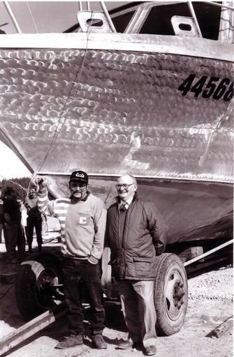Kevin and Don Morris With New Fishing Vessel "Sidewinder", 1980's-90's