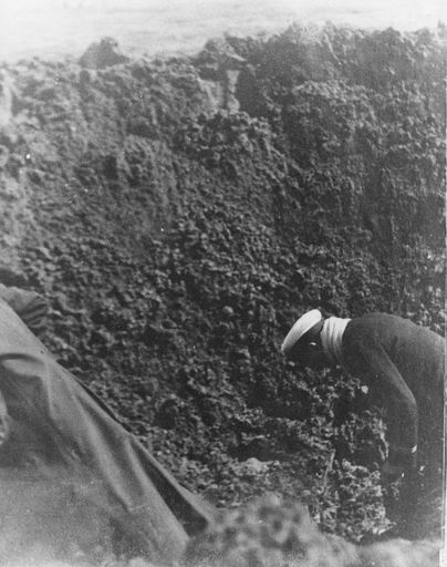 German mine - exploded on beach, 14 Nov 1918
