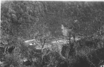 Tempory camp (tents) during repairs at No.2 Dam, Mangahao, 1936