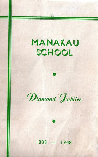 Front Page of Booklet for Manakau School diamond Jubilee 1948