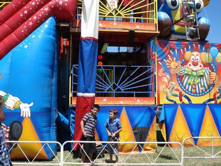 Boys outside crazy circus