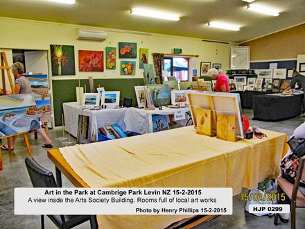 HJP 0299  Art in the Park at Cambridge Park Levin NZ 15-2-2015  Art society room full of local art works - Resource cover image