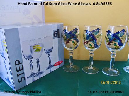 Hand Painted Tui Step Glass Wine Glasses