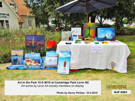 HJP 0283 Art works by Levin Art society members on display  art in the park 15-2-2015 - Resource cover image