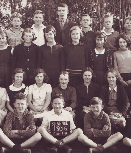 Class photo of Form 1 & 2 pupils (some identified), Shannon School, 1936