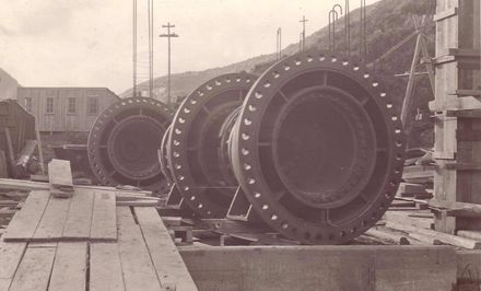 32 inch boring valves being installed in Powerhouse, 17 June 1923
