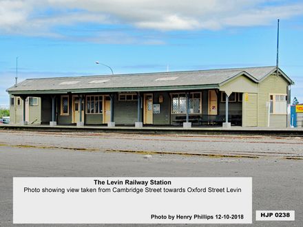 The Levin Railway Station  Photo showing view taken from Cambridge Street towards Oxford Street Levin 12-10-2018 - Resource cover image