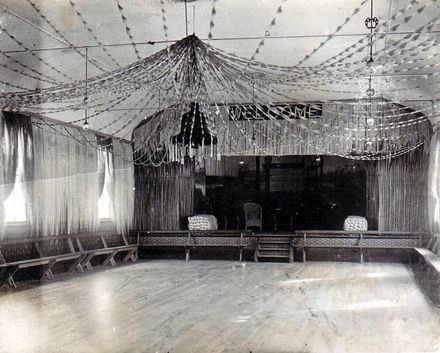 Druids Hall, Shannon, decorated with flax for Miranui Ball, June 1925 - Resource cover image